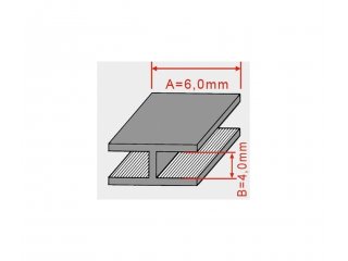 Olovni H profil 6x4mm/2m