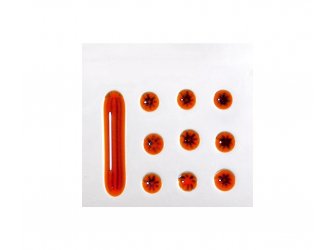 Orange/cobalt blue pieces millefloat 1g